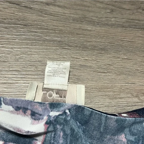 Loft Medium Dress Purple Blue Cowl Neck Drawstring Abstract Sleeveless Stretch - Picture 4 of 7